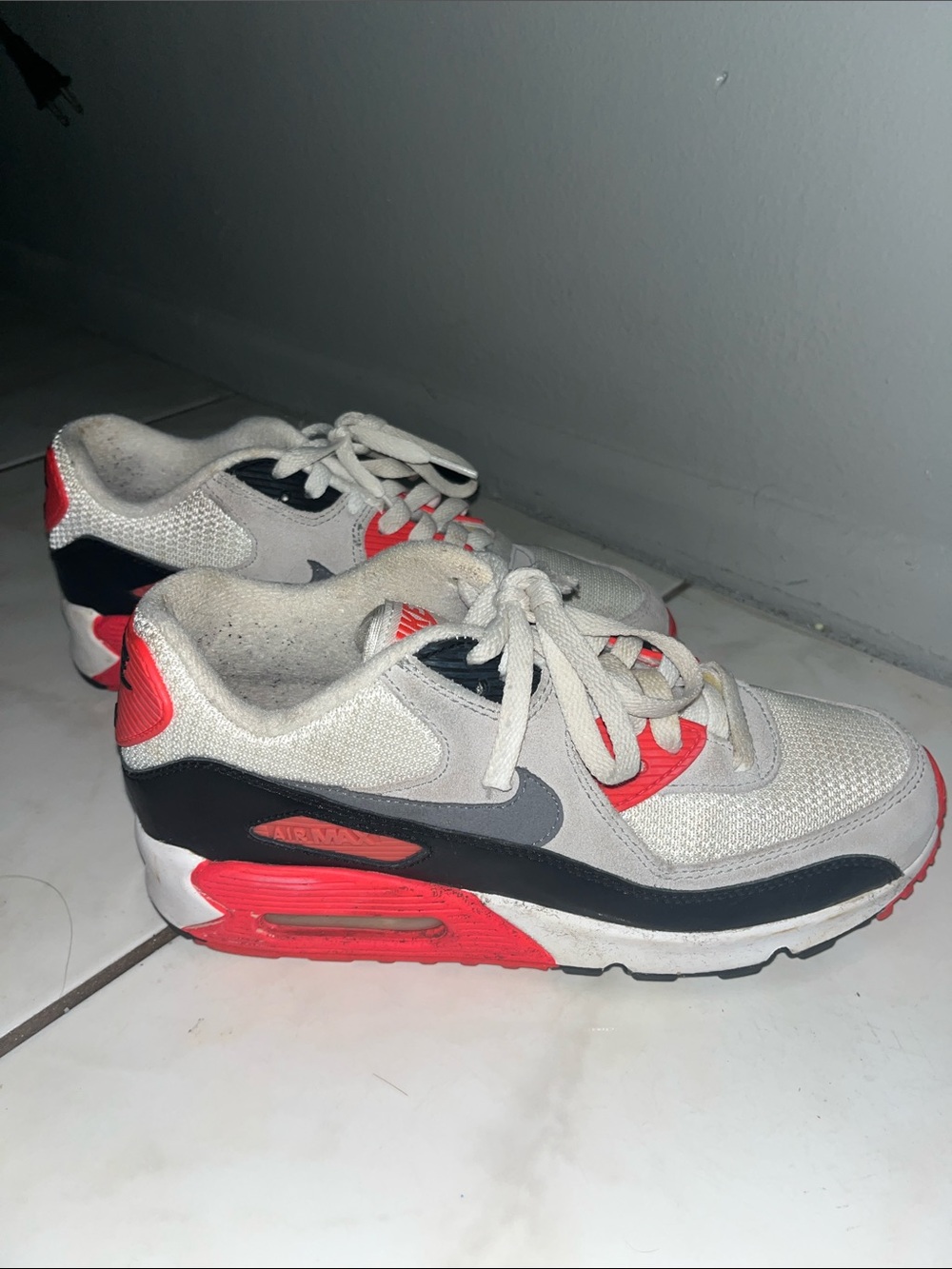 Nike Kids Sneakers in White, Black & Red Accent